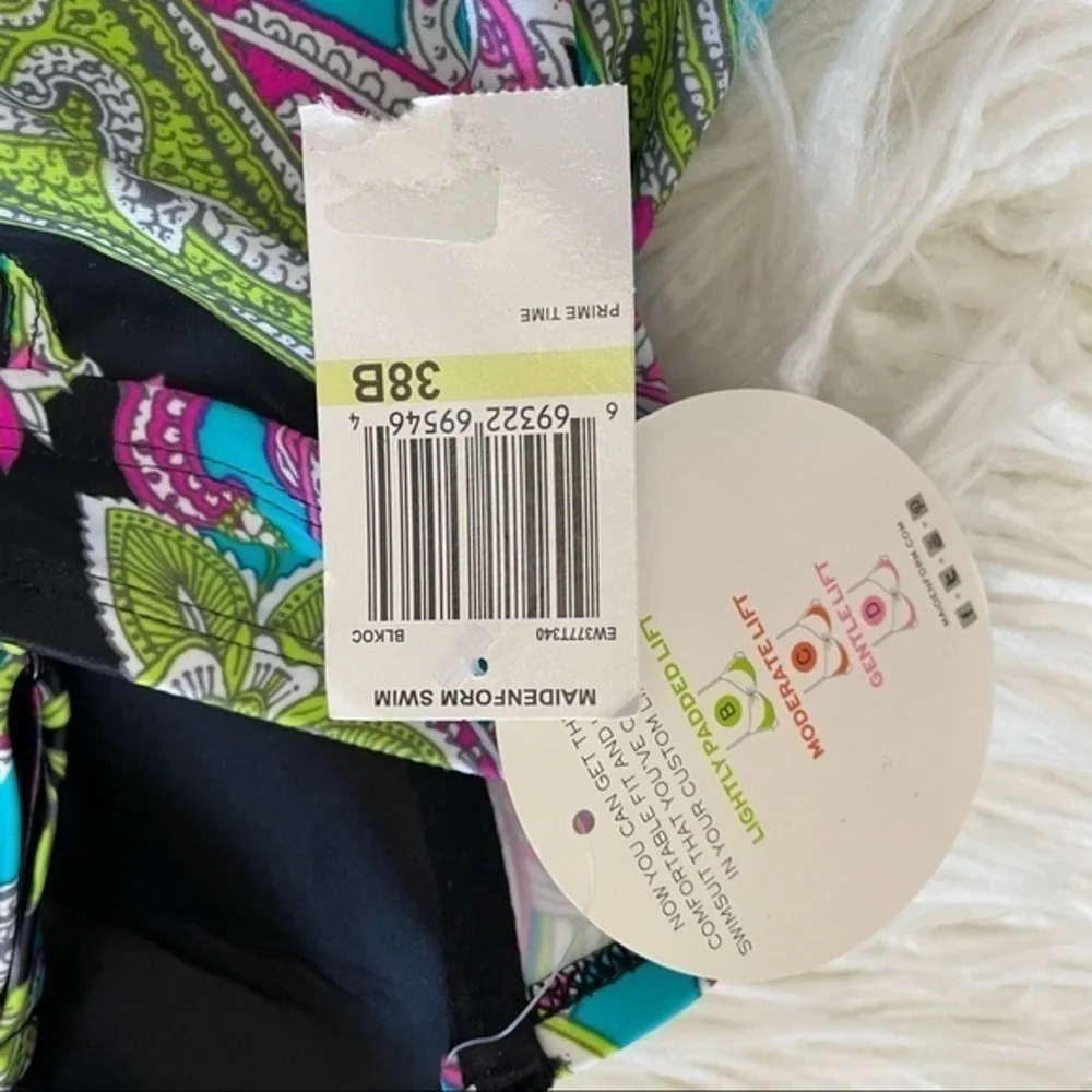Maidenform swim paisley underwire push up‎ tankini size 38B